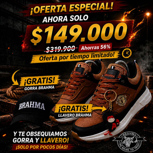 🔥 ÚLTIMAS UNIDADES: Tenis BRAHMA + Gorra y Llavero GRATIS